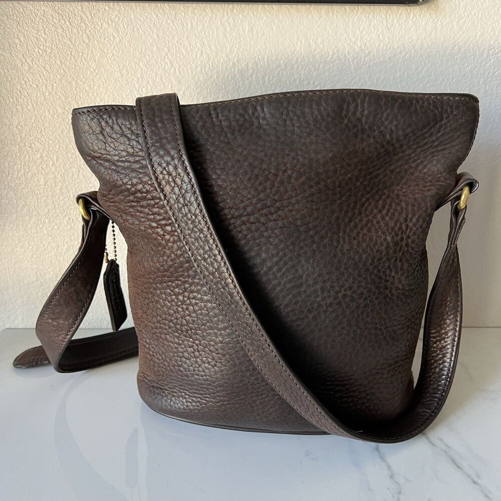 Vintage Coach 4933 Sonoma Nubuc Cowhide Leather Bucket Bag USA Dark Brown - Picture 2 of 4